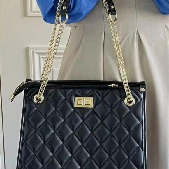 Folli Follie temperament large capacity diamond chain PU tote bag tote